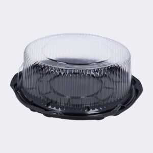 BANDEJA CLEAR REDONDA 8″ CON BASE NEGRA TAPA CLEAR CP-788 (1/100) ANTIFOGGING