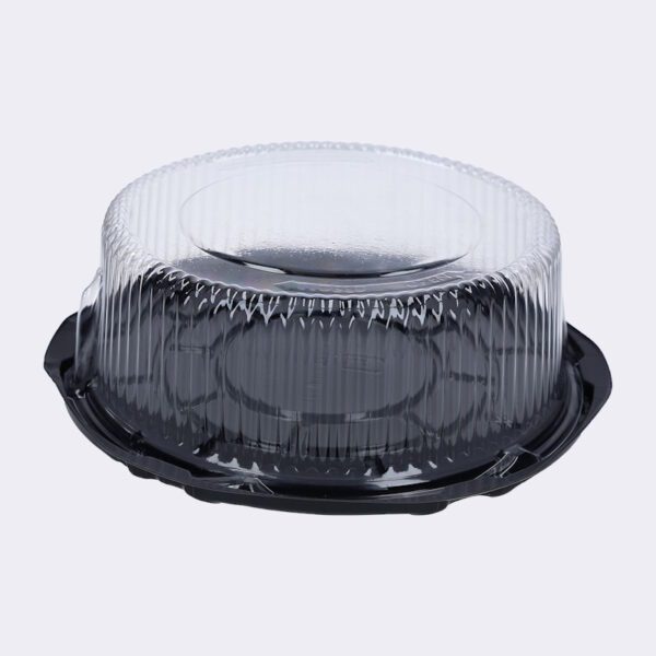 BANDEJA CLEAR REDONDA 8″ CON BASE NEGRA TAPA CLEAR CP-788 (1/100) ANTIFOGGING